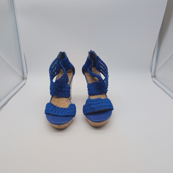 Impo Royal Blue Crochet Wedge Sandals Sz 10.5 - Picture 3 of 7